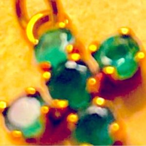 Emerald cross pendant  1” x 1” 14Kt yellow gold